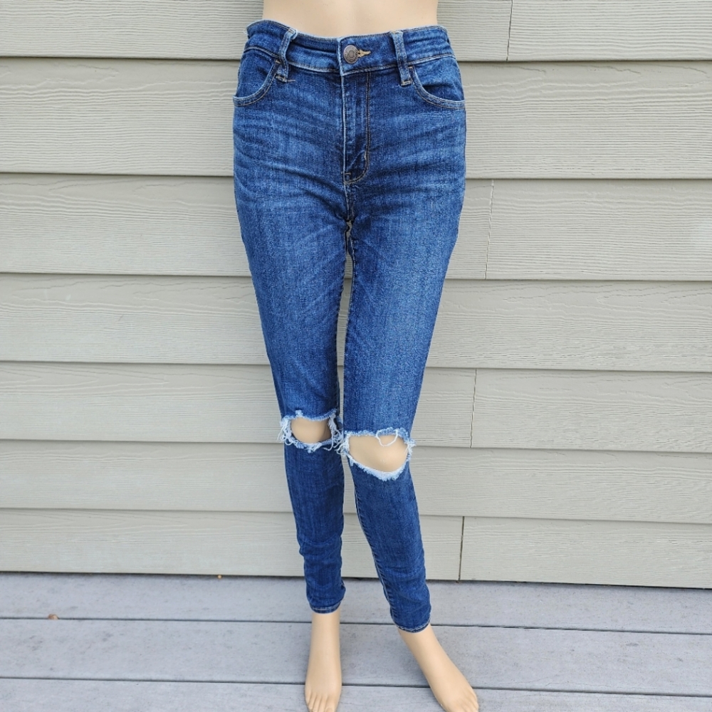 AMERICAN EAGLE | Distressed Ne(x)t Level Stretch Hi-Rise Jeggings